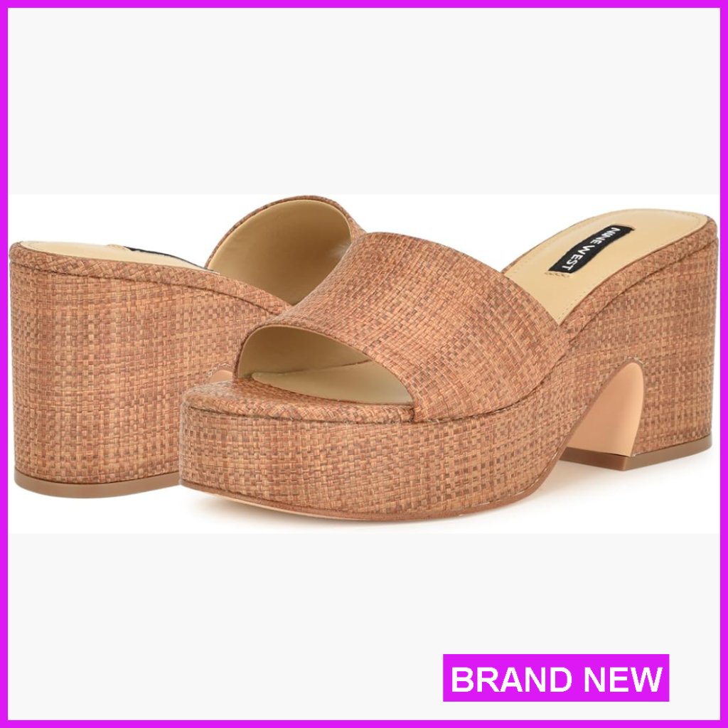 Chic Raffia Wedge Sandals Slip On Slingback Casual Platform Heels